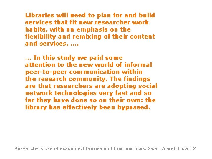 Libraries will need to plan for and build services that fit new researcher work
