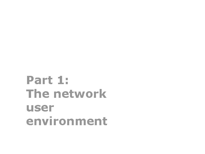 Part 1: The network user environment 