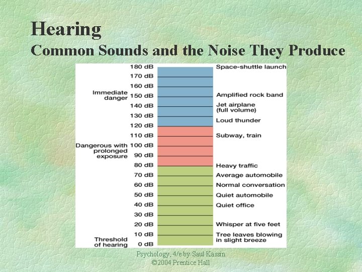 Hearing Common Sounds and the Noise They Produce Psychology, 4/e by Saul Kassin © Hearing Common Sounds and the Noise They Produce Psychology, 4/e by Saul Kassin ©