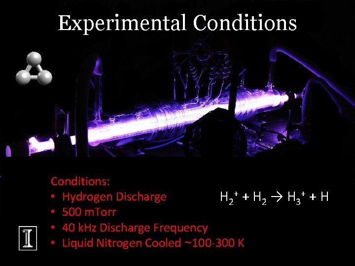 Experimental Conditions: • Hydrogen Discharge H 2 + + H 2 → H 3 Experimental Conditions: • Hydrogen Discharge H 2 + + H 2 → H 3