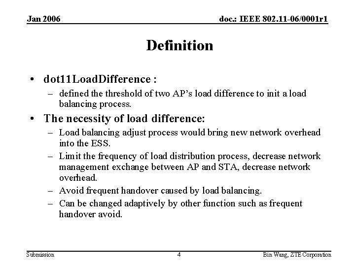 Jan 2006 doc. : IEEE 802. 11 -06/0001 r 1 Definition • dot 11