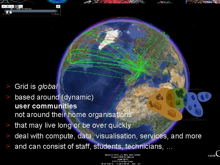 > > Grid is global > based around (dynamic) user communities not around their