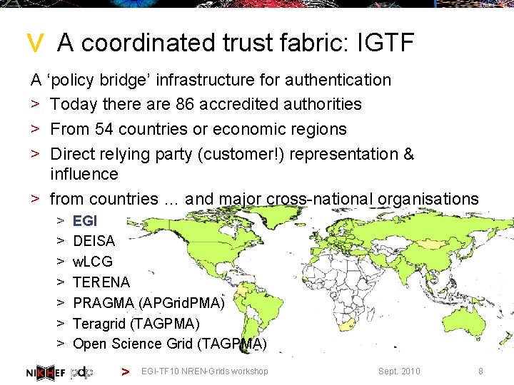 > A coordinated trust fabric: IGTF A ‘policy bridge’ infrastructure for authentication > Today