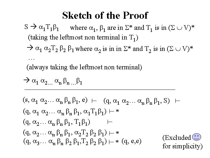 Sketch of the Proof S 1 T 1 1 where 1, 1 are in