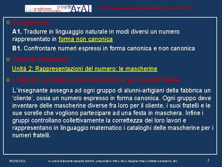 Istituto Comprensivo Statale di Motta S. Giovanni (RC) Competenze A 1. Tradurre in linguaggio
