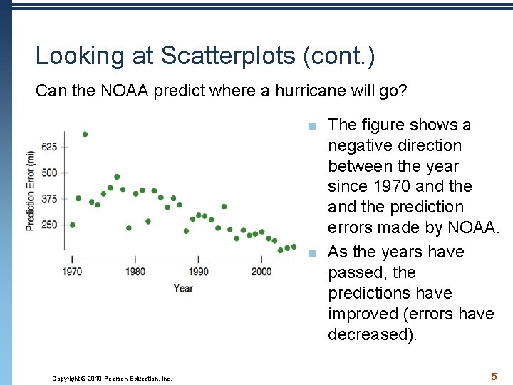 Looking at Scatterplots (cont. ) Can the NOAA predict where a hurricane will go?