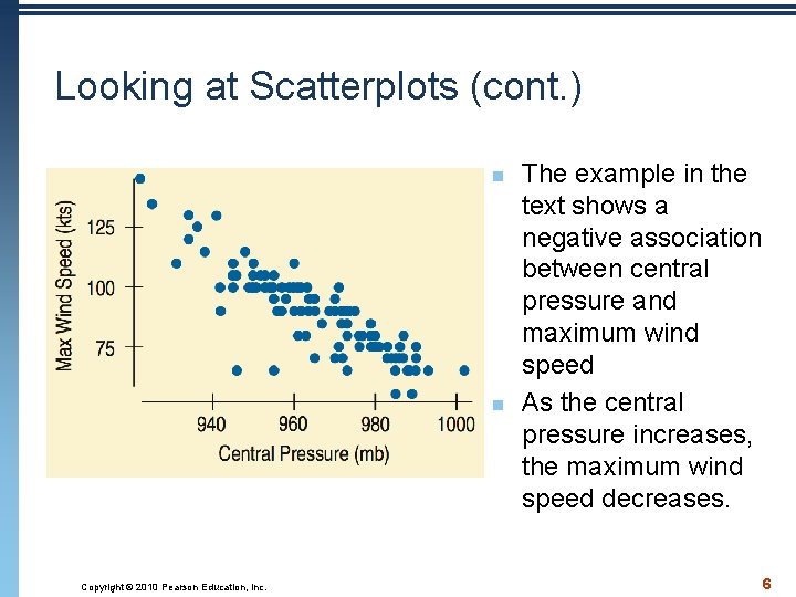 Looking at Scatterplots (cont. ) n n Copyright © 2010 Pearson Education, Inc. The