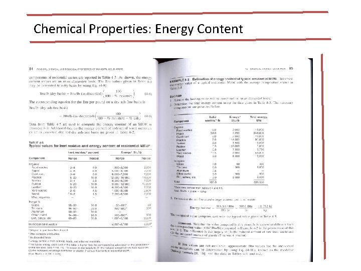 Chemical Properties: Energy Content 