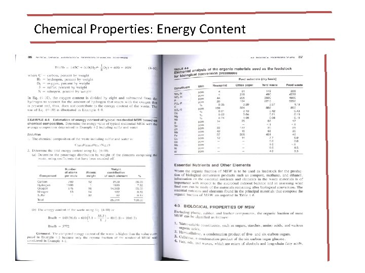 Chemical Properties: Energy Content 