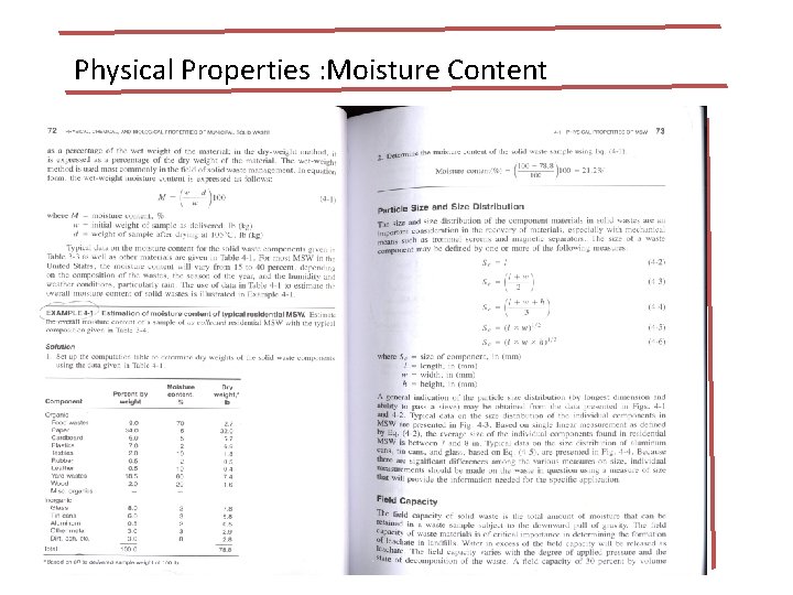 Physical Properties : Moisture Content 