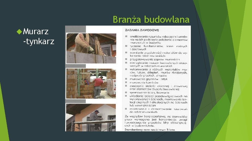 Branża budowlana Murarz -tynkarz 