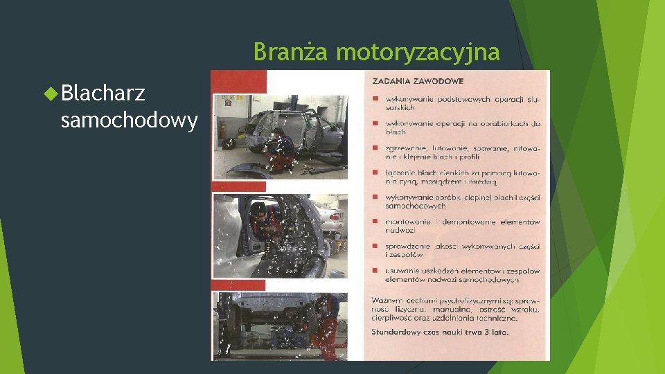 Branża motoryzacyjna Blacharz samochodowy 