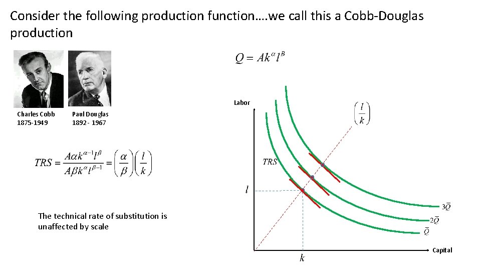 Consider the following production function…. we call this a Cobb-Douglas production Labor Charles Cobb