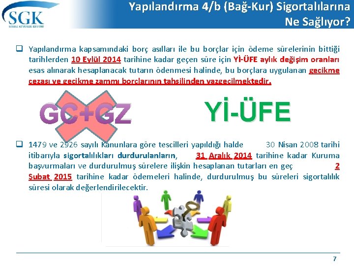 Yapılandırma 4/b (Bağ-Kur) Sigortalılarına Ne Sağlıyor? q Yapılandırma kapsamındaki borç asılları ile bu borçlar