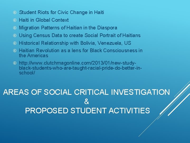  Student Riots for Civic Change in Haiti in Global Context Migration Patterns of