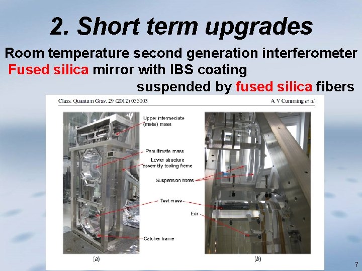 2. Short term upgrades Room temperature second generation interferometer Fused silica mirror with IBS