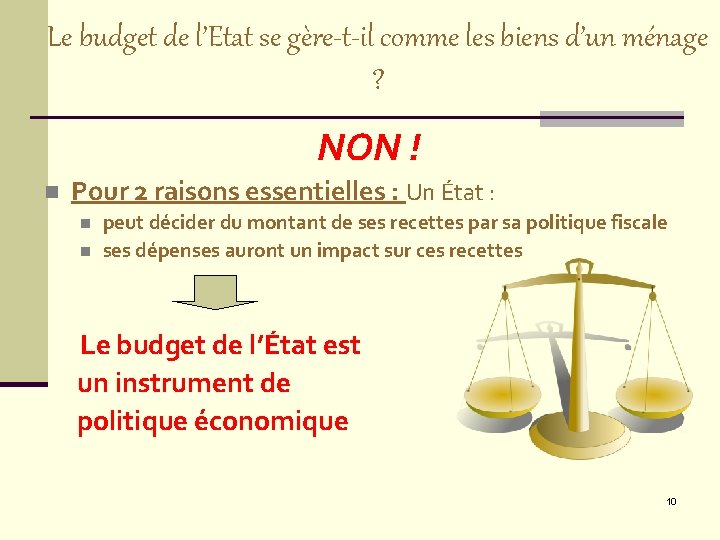 Le budget de l’Etat se gère-t-il comme les biens d’un ménage ? NON !