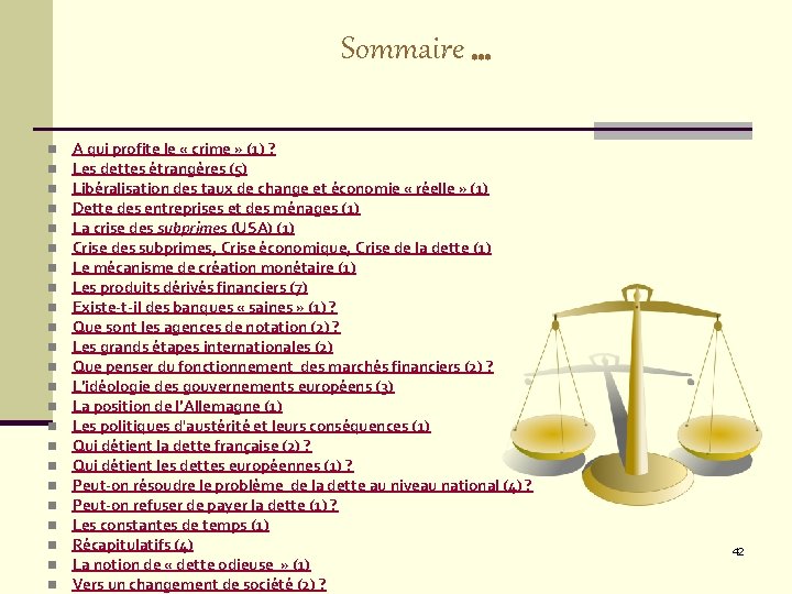 Sommaire … n n n n n n A qui profite le « crime