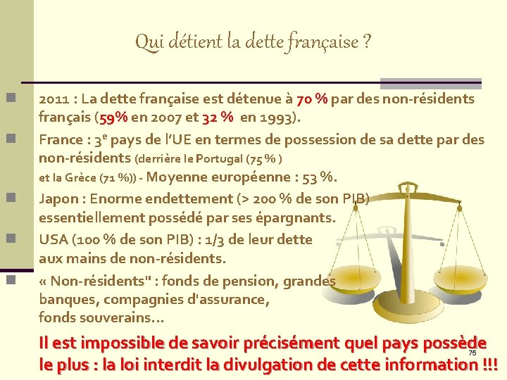 Qui détient la dette française ? n n n 2011 : La dette française