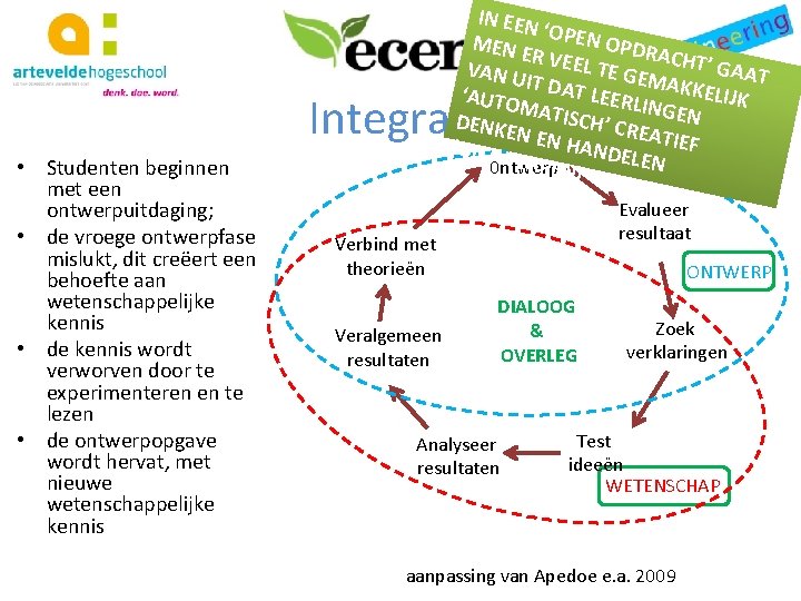 IN EEN ‘ MEN E OPEN OPDR A R VAN U VEEL TE GE