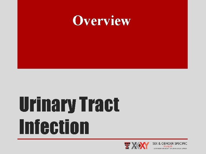 Overview Urinary Tract Infection 