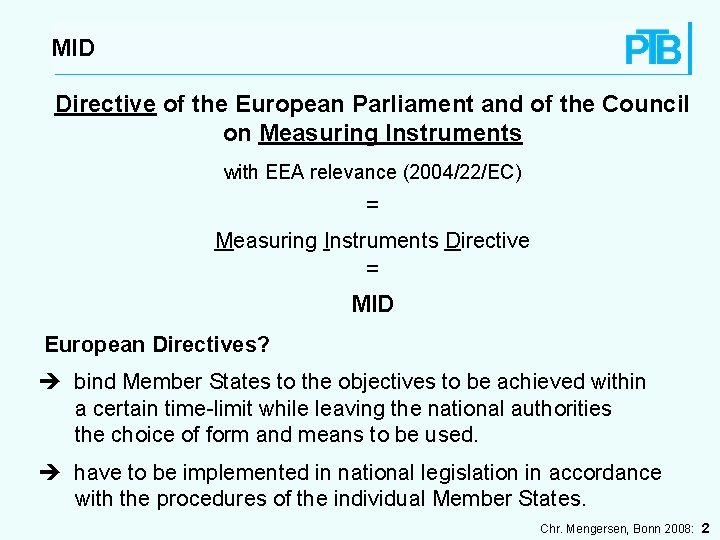 MID Directive of the European Parliament and of the Council on Measuring Instruments with
