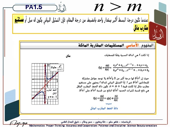 PA 1. 5 ﺍﻟﺮﻳﺎﺿﻴﺎﺕ – ﺗﻔﻜﻴﺮ ﺳﻠﻴﻢ – ﺩﻗﺔ ﻭﺗﻌﺎﻭﻥ – ﺻﺒﺮ ﻭﻧﻈﺎﻡ –