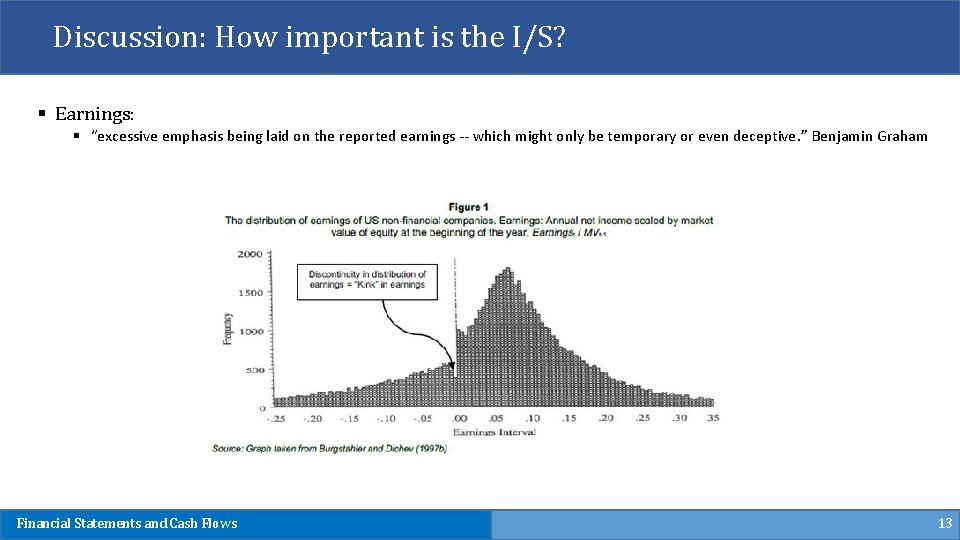 Discussion: How important is the I/S? § Earnings: § “excessive emphasis being laid on