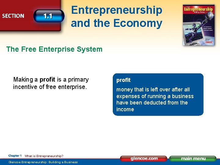 Entrepreneurship and the Economy SECTION The Free Enterprise System Making a profit is a