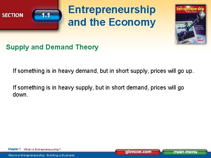 Entrepreneurship and the Economy SECTION Supply and Demand Theory If something is in heavy