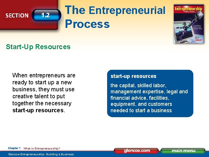 SECTION The Entrepreneurial Process Start-Up Resources When entrepreneurs are ready to start up a