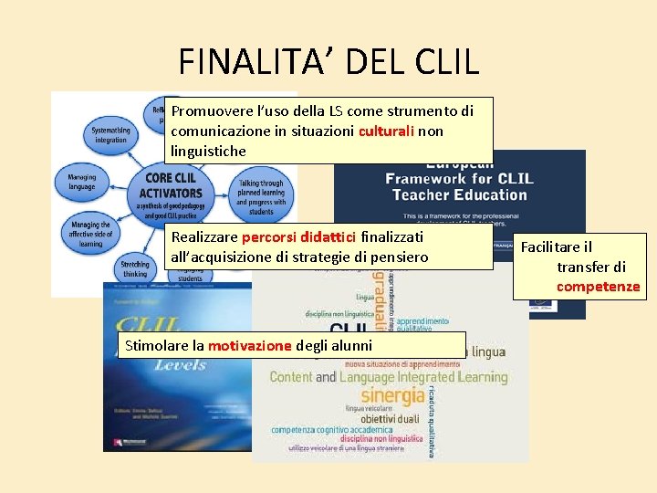 FINALITA’ DEL CLIL Promuovere l’uso della LS come strumento di comunicazione in situazioni culturali