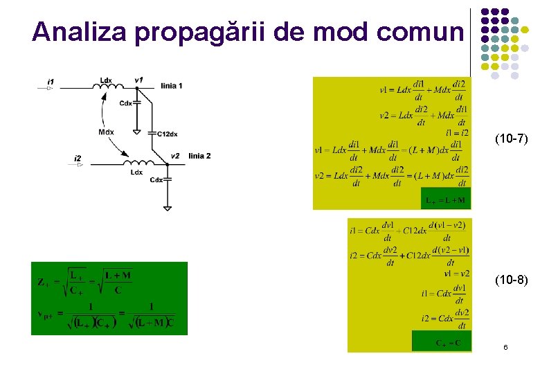 Analiza propagării de mod comun (10 -7) (10 -8) 6 