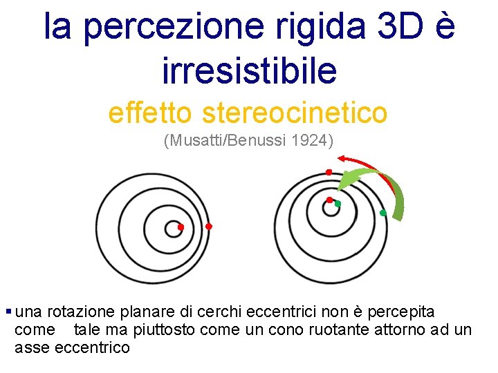 la percezione rigida 3 D è irresistibile effetto stereocinetico (Musatti/Benussi 1924) § una rotazione