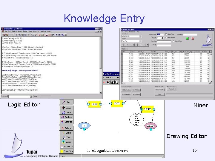 Knowledge Entry Logic Editor Miner Drawing Editor 1. e. Cognition Overview 15 