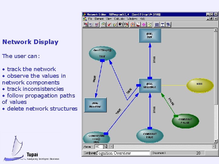 Network Display The user can: • track the network • observe the values in