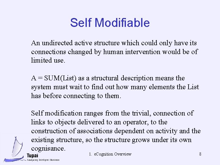 Self Modifiable An undirected active structure which could only have its connections changed by