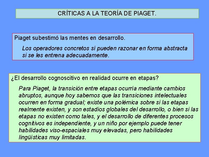 UNIDAD DIDCTICA EL DESARROLLO COGNITIVO LA APROXIMACIN DE
