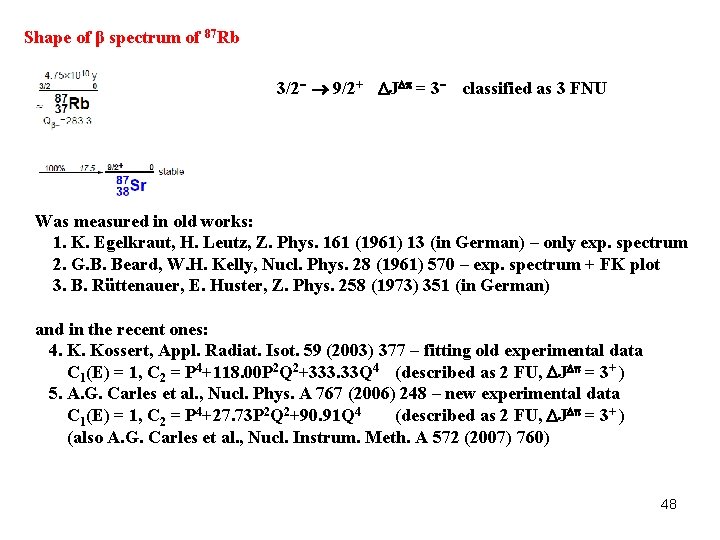 Shape of β spectrum of 87 Rb 3/2 9/2+ J = 3 classified as