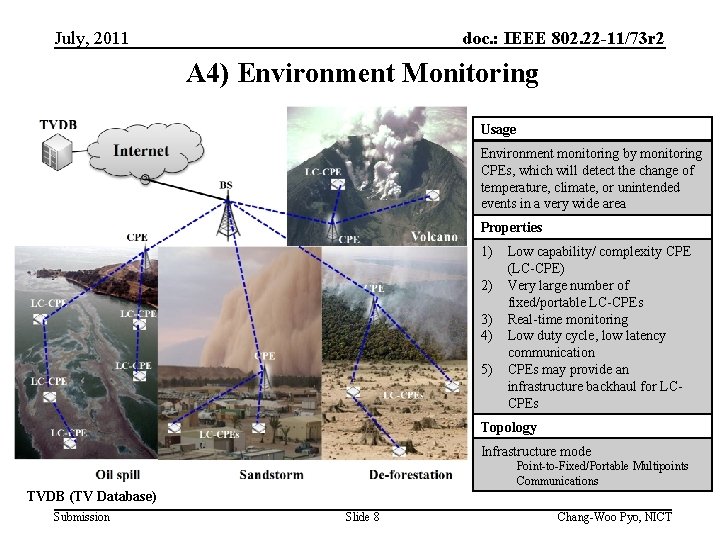 July, 2011 doc. : IEEE 802. 22 -11/73 r 2 A 4) Environment Monitoring