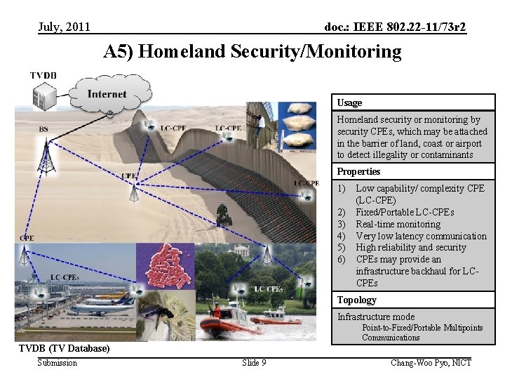 July, 2011 doc. : IEEE 802. 22 -11/73 r 2 A 5) Homeland Security/Monitoring