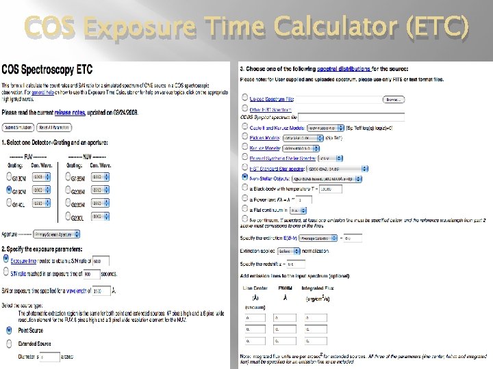 COS Exposure Time Calculator (ETC) 
