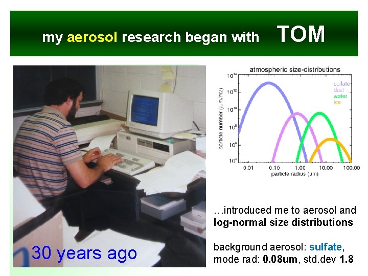 my aerosol research began with TOM • hhh …introduced me to aerosol and log-normal