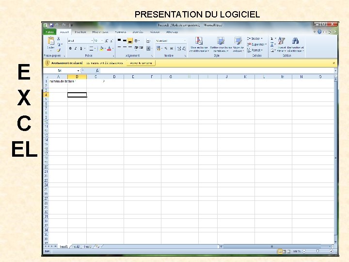 PRESENTATION DU LOGICIEL E X C EL 