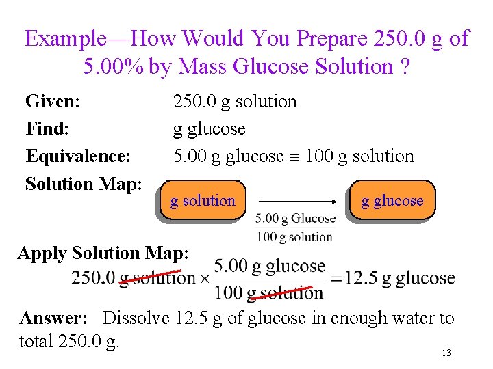 Example—How Would You Prepare 250. 0 g of 5. 00% by Mass Glucose Solution