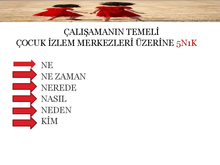 ÇALIŞAMANIN TEMELİ ÇOCUK İZLEM MERKEZLERİ ÜZERİNE 5 N 1 K NE NE ZAMAN NEREDE