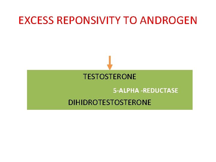 EXCESS REPONSIVITY TO ANDROGEN TESTOSTERONE 5 -ALPHA -REDUCTASE DIHIDROTESTOSTERONE 