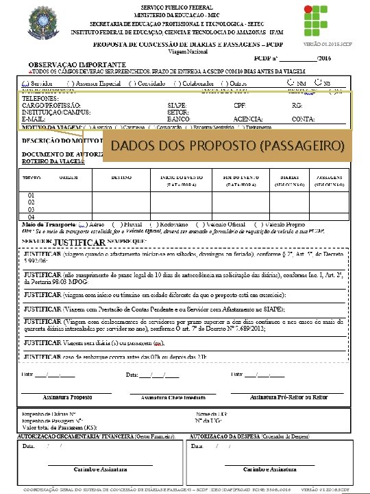 DADOS PROPOSTO (PASSAGEIRO) 