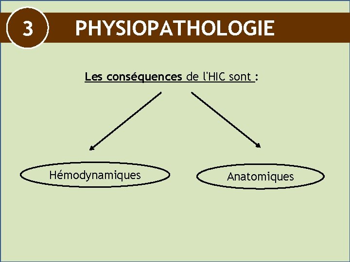 3 PHYSIOPATHOLOGIE Les conséquences de l'HIC sont : Hémodynamiques Anatomiques 