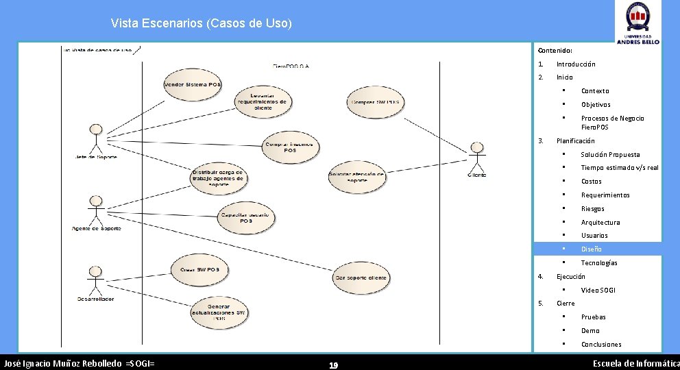 Vista Escenarios (Casos de Uso) Contenido: 1. Introducción 2. Inicio 3. 4. • Contexto